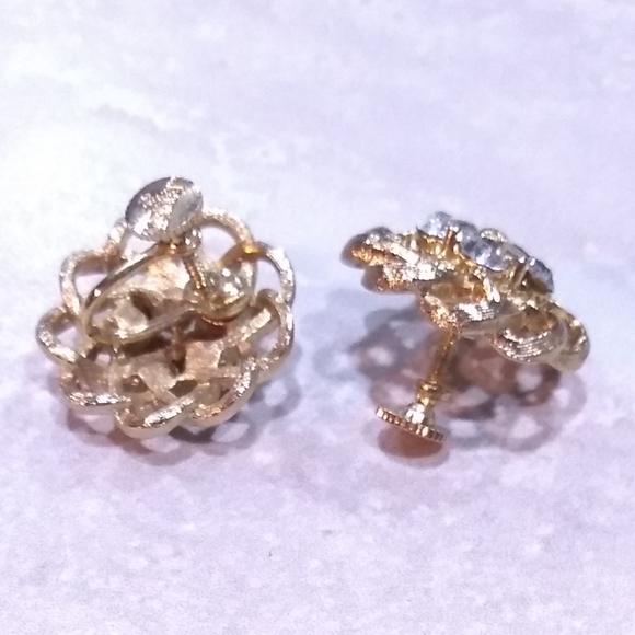 Lisner vintage gold tone rhinestone earrings - Picture 3 of 3